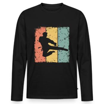 Taekwondo Retro - Männer Premium Bio Langarmshirt - Schwarz - Vorne - Nico (187cm)