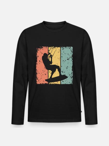 Kitesurfing retro - Men's Premium Organic Long Sleeve Shirt - black