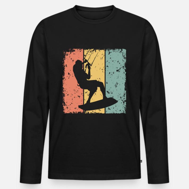 Kitesurfen Retro - Männer Premium Bio Langarmshirt - Schwarz