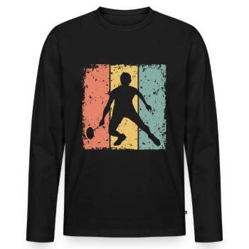 Badminton rétro - T-shirt manches longues Premium bio Homme - noir - Devant - Nico (187cm)