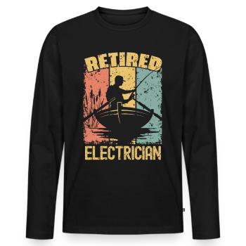 Électricien de pêche à la retraite - T-shirt manches longues Premium bio Homme - noir - Devant - Nico (187cm)
