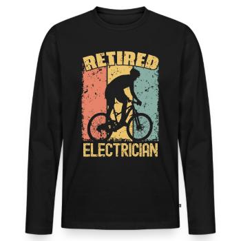 Biking retired electrician - Men's Premium Organic Long Sleeve Shirt - black - Front - Nico (187cm)