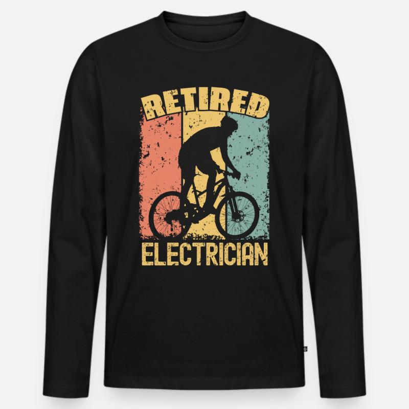 Fahrradfahrer im Ruhestand - Männer Premium Bio Langarmshirt - Schwarz
