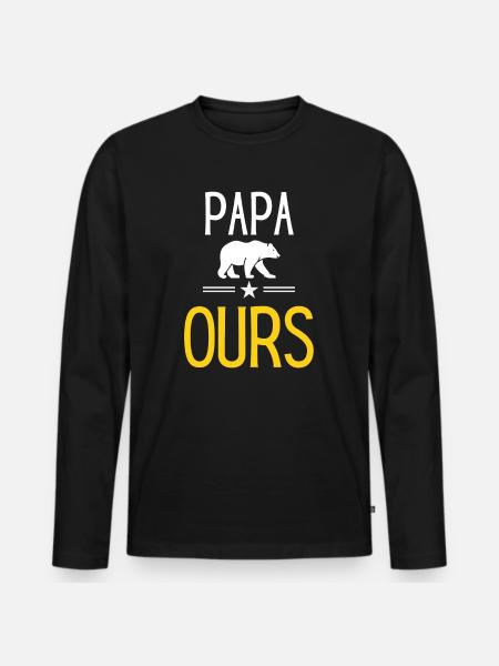 Papa ours - T-shirt manches longues Premium bio Homme - noir