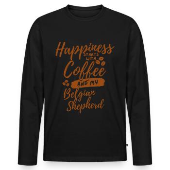 Coffee Belgian-shepherd lover - Men's Premium Organic Long Sleeve Shirt - black - Front - Nico (187cm)