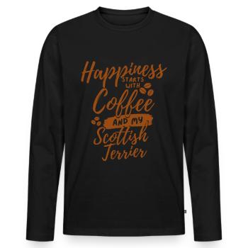 Kaffee Scottish-Terrier Liebhaber - Männer Premium Bio Langarmshirt - Schwarz - Vorne - Nico (187cm)