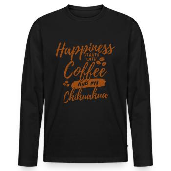 Coffee Chihuahua lover - Men's Premium Organic Long Sleeve Shirt - black - Front - Nico (187cm)