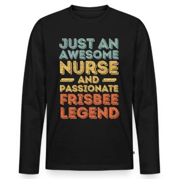 Nurse Frisbee légende rétro - T-shirt manches longues Premium bio Homme - noir - Devant - Nico (187cm)