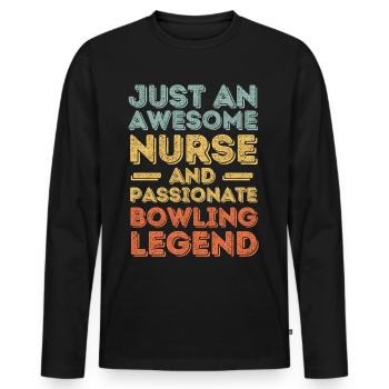 Infirmière Bowling légende rétro - T-shirt manches longues Premium bio Homme - noir - Devant - Nico (187cm)