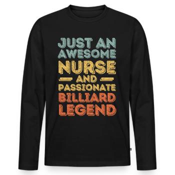 Krankenschwester Billard-Legende retro - Männer Premium Bio Langarmshirt - Schwarz - Vorne - Nico (187cm)