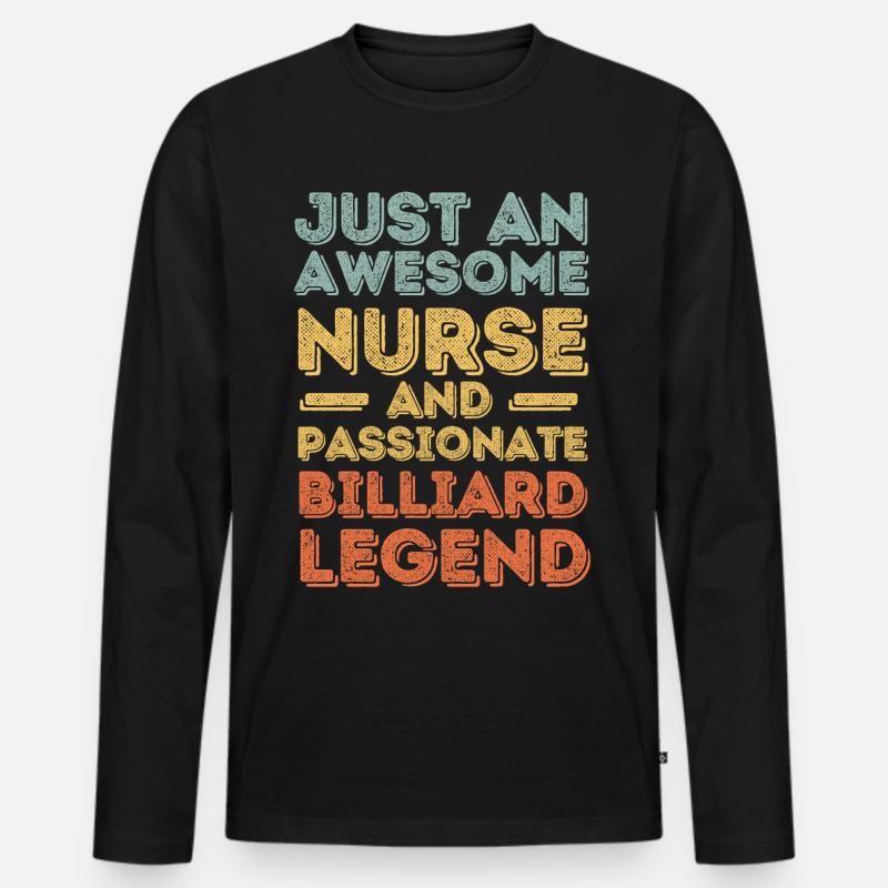 Krankenschwester Billard-Legende retro - Männer Premium Bio Langarmshirt - Schwarz