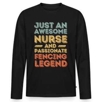 Infirmière Légende de l’escrime rétro - T-shirt manches longues Premium bio Homme - noir - Devant - Nico (187cm)