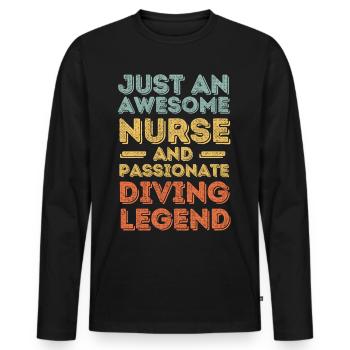 Infirmière Légende de plongée rétro - T-shirt manches longues Premium bio Homme - noir - Devant - Nico (187cm)