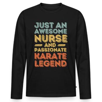 Infirmière Karaté légende rétro - T-shirt manches longues Premium bio Homme - noir - Devant - Nico (187cm)