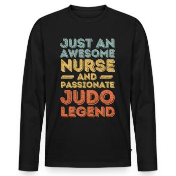 Nurse Judo legend retro - Men's Premium Organic Long Sleeve Shirt - black - Front - Nico (187cm)