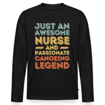 Nurse Canoeing legend retro - Men's Premium Organic Long Sleeve Shirt - black - Front - Nico (187cm)