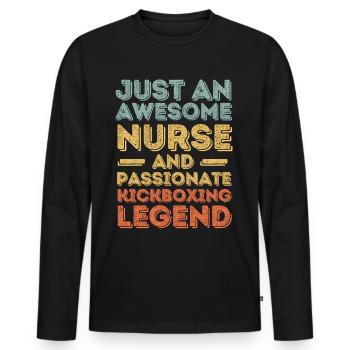 Krankenschwester Kickbox-Legende retro - Männer Premium Bio Langarmshirt - Schwarz - Vorne - Nico (187cm)