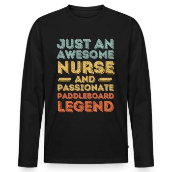 Krankenschwester Paddleboard Legende retro - Männer Premium Bio Langarmshirt - Schwarz - Vorne - Nico (187cm)