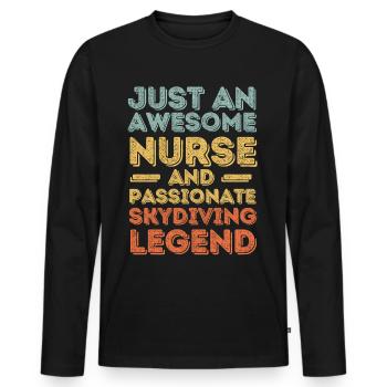 Nurse Skydiving legend retro - Men's Premium Organic Long Sleeve Shirt - black - Front - Nico (187cm)