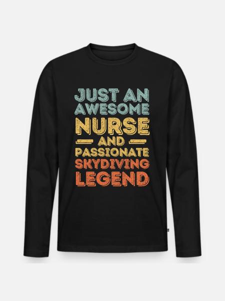 Nurse Skydiving legend retro - Men's Premium Organic Long Sleeve Shirt - black