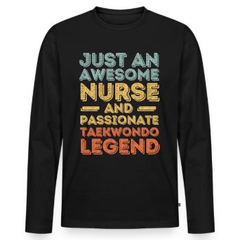 Krankenschwester Taekwondo Legende retro - Männer Premium Bio Langarmshirt - Schwarz - Vorne - Nico (187cm)