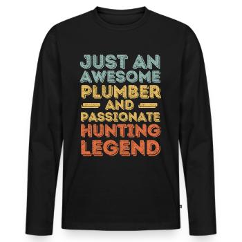 Plombier Légende de la chasse rétro - T-shirt manches longues Premium bio Homme - noir - Devant - Nico (187cm)