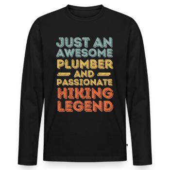 Plumber Hiking legend retro - Men's Premium Organic Long Sleeve Shirt - black - Front - Nico (187cm)