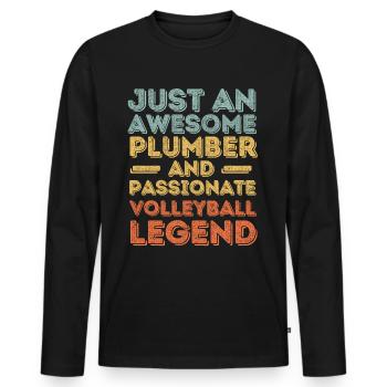 Plumber Volleyball legend retro - Men's Premium Organic Long Sleeve Shirt - black - Front - Nico (187cm)