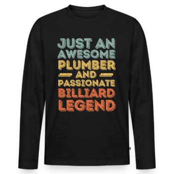 Klempner Billard Legende Retro - Männer Premium Bio Langarmshirt - Schwarz - Vorne - Nico (187cm)