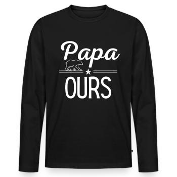 Papa ours - T-shirt manches longues Premium bio Homme - noir - Devant - Nico (187cm)