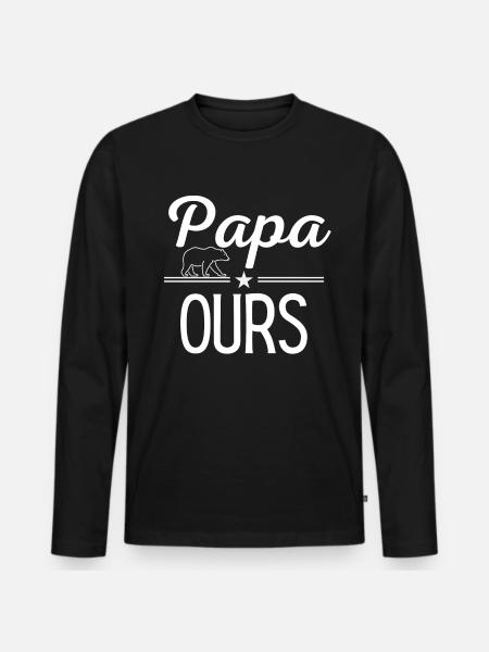 Papa ours - T-shirt manches longues Premium bio Homme - noir