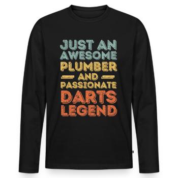 Plombier Darts légende rétro - T-shirt manches longues Premium bio Homme - noir - Devant - Nico (187cm)