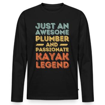 Plumber Kayak legend retro - Men's Premium Organic Long Sleeve Shirt - black - Front - Nico (187cm)