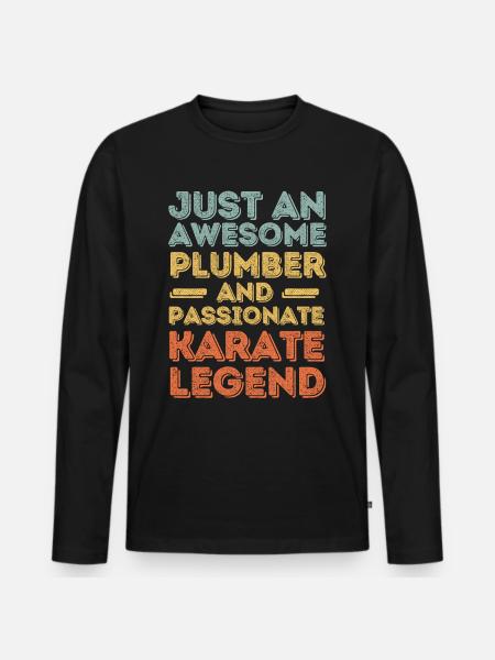 Plumber Karate legend retro - Men's Premium Organic Long Sleeve Shirt - black