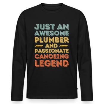 Plumber Canoeing legend retro - Men's Premium Organic Long Sleeve Shirt - black - Front - Nico (187cm)
