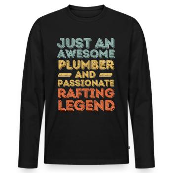Plumber Rafting legend retro - Men's Premium Organic Long Sleeve Shirt - black - Front - Nico (187cm)