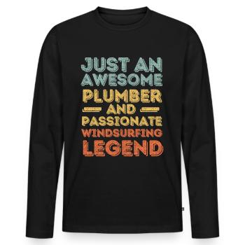 Plumber Windsurfing legend retro - Men's Premium Organic Long Sleeve Shirt - black - Front - Nico (187cm)