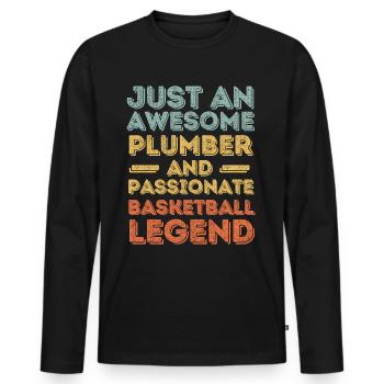 Plumber Basketball legend retro - Men's Premium Organic Long Sleeve Shirt - black - Front - Nico (187cm)