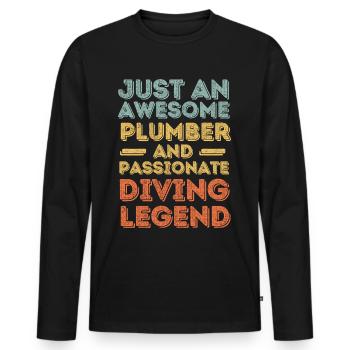 Plumber Diving legend retro - Men's Premium Organic Long Sleeve Shirt - black - Front - Nico (187cm)