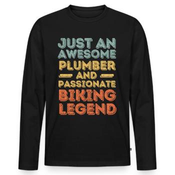 Plumber Biking legend retro - Men's Premium Organic Long Sleeve Shirt - black - Front - Nico (187cm)