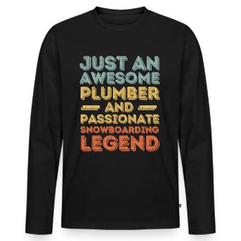 Plumber Snowboard legend retro - Men's Premium Organic Long Sleeve Shirt - black - Front - Nico (187cm)