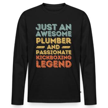 Plumber Kickboxing legend retro - Men's Premium Organic Long Sleeve Shirt - black - Front - Nico (187cm)