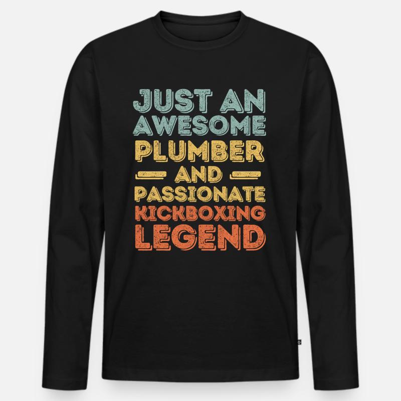 Klempner Kickbox-Legende Retro - Männer Premium Bio Langarmshirt - Schwarz