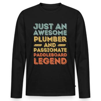 Klempner Paddleboard Legende Retro - Männer Premium Bio Langarmshirt - Schwarz - Vorne - Nico (187cm)