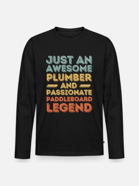 Klempner Paddleboard Legende Retro - Männer Premium Bio Langarmshirt - Schwarz