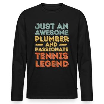 Plumber Tennis legend retro - Men's Premium Organic Long Sleeve Shirt - black - Front - Nico (187cm)