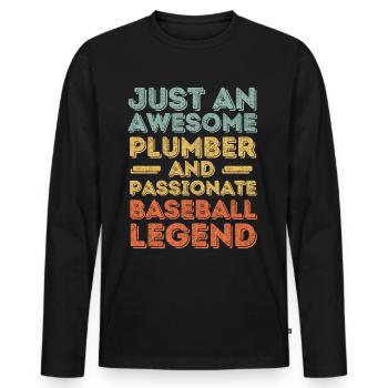 Plumber Baseball legend retro - Men's Premium Organic Long Sleeve Shirt - black - Front - Nico (187cm)