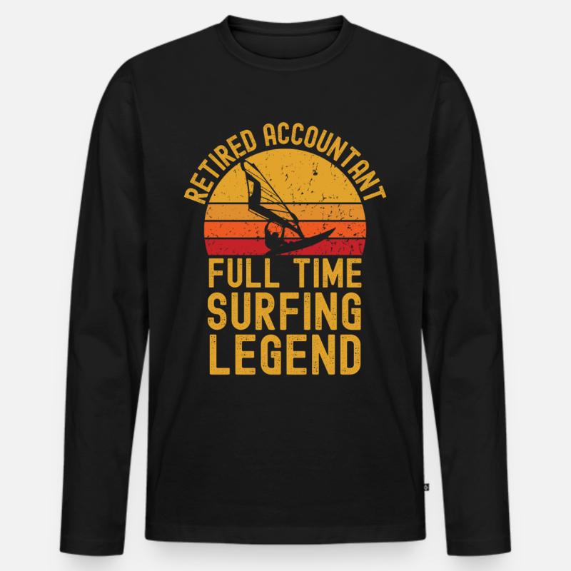 Windsurf-Legende im Ruhestand - Männer Premium Bio Langarmshirt - Schwarz