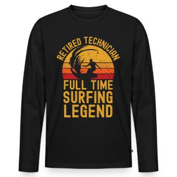 Retired technician surfing legend - Men's Premium Organic Long Sleeve Shirt - black - Front - Nico (187cm)