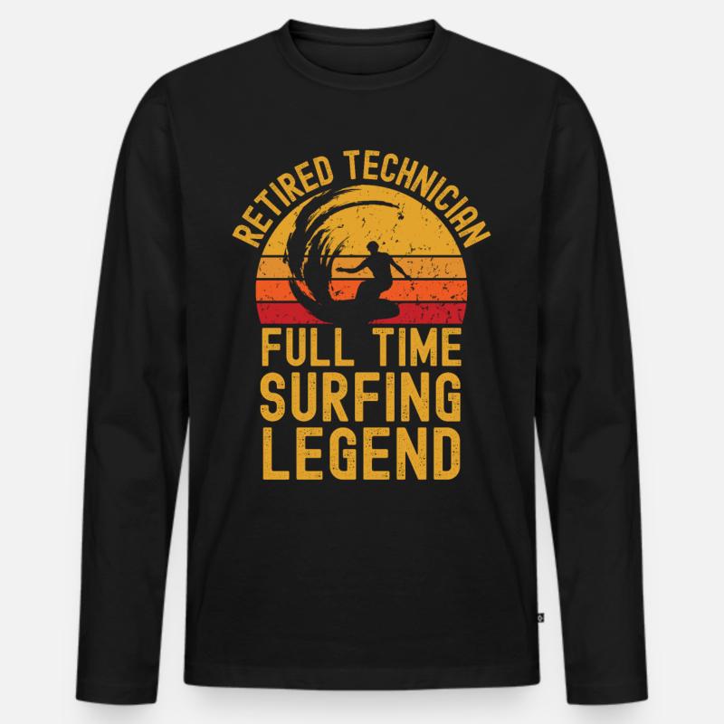 Surf-Legende im Ruhestand - Männer Premium Bio Langarmshirt - Schwarz